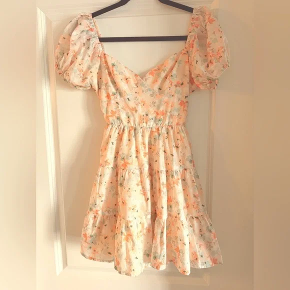 VICI Collection Women’s Multi Floral Puff Sleeve Mini Dress - Picture 5 of 10